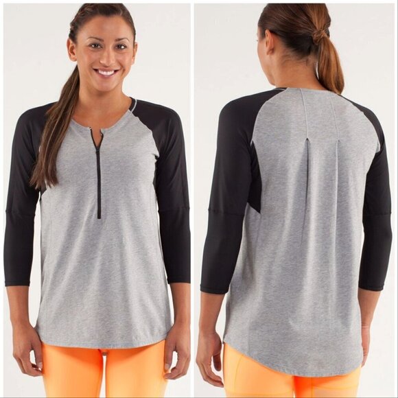 Lululemon Spincity Long Sleeve Heathered Silver Slate / Black - Picture 1 of 6